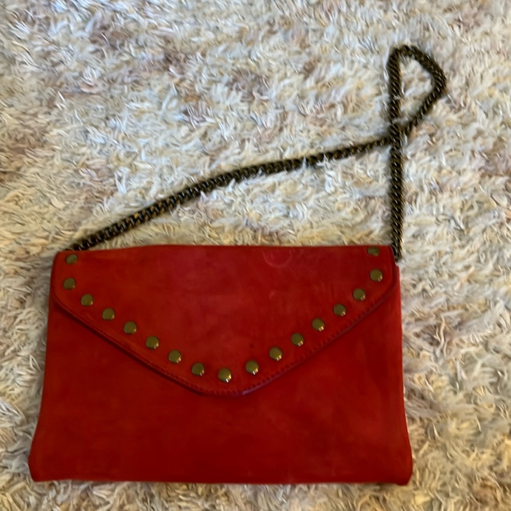 JCREW RED SUEDE  SHOULDER BAG